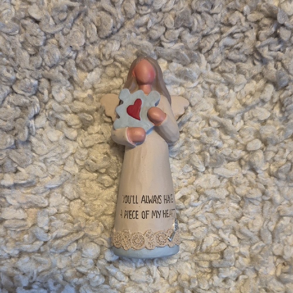 Heartfelt Angel Figurine - Cream and Red